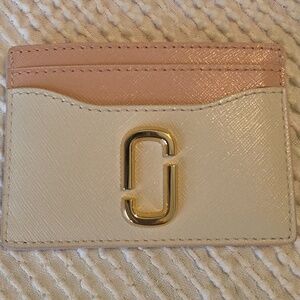 Marc Jacobs Snapshot Double J Card Holder Wallet Pink White Saffiano